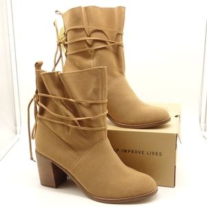 NWT TOM'S Mila Ankle Boots Beige Suede Leather